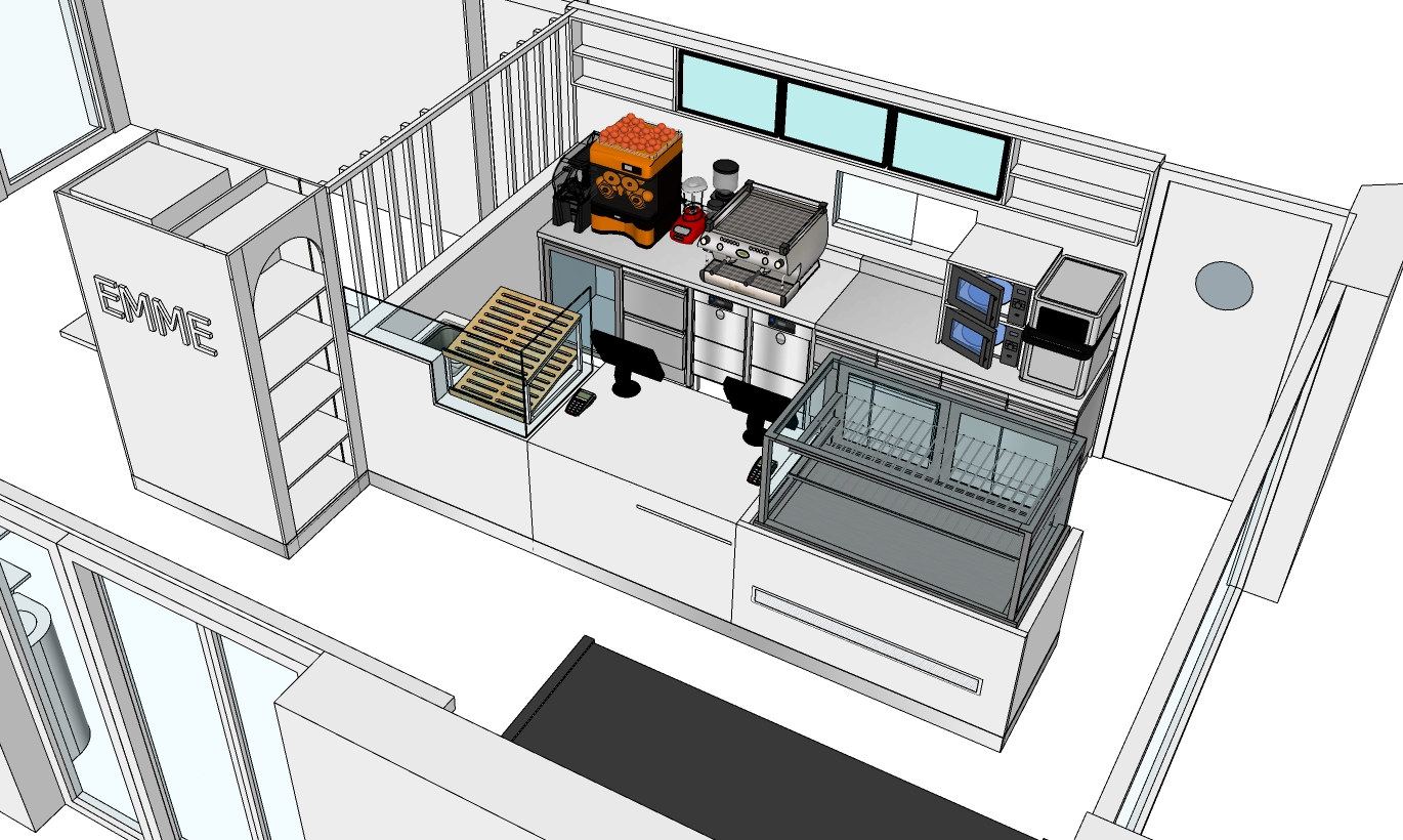 Vue 3D des comptoirs EMME
